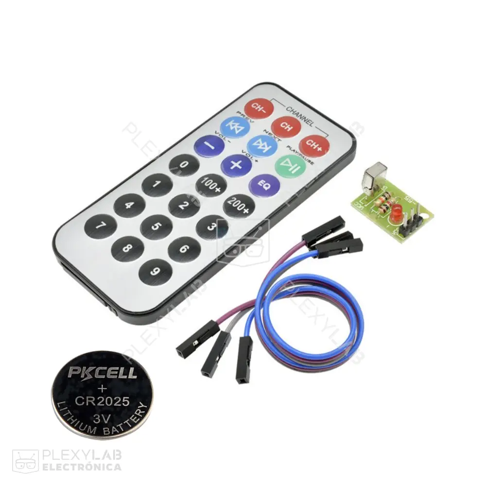 Módulo receptor infrarrojo IR HX1838 y control remoto IR con pila