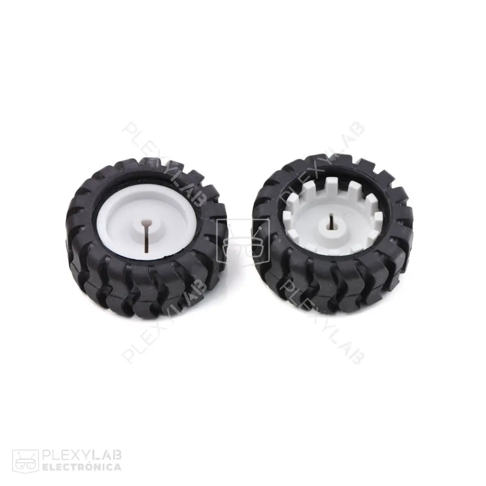 Par de ruedas, llantas Pololu 42x19mm, agujero eje 3mm tipo D