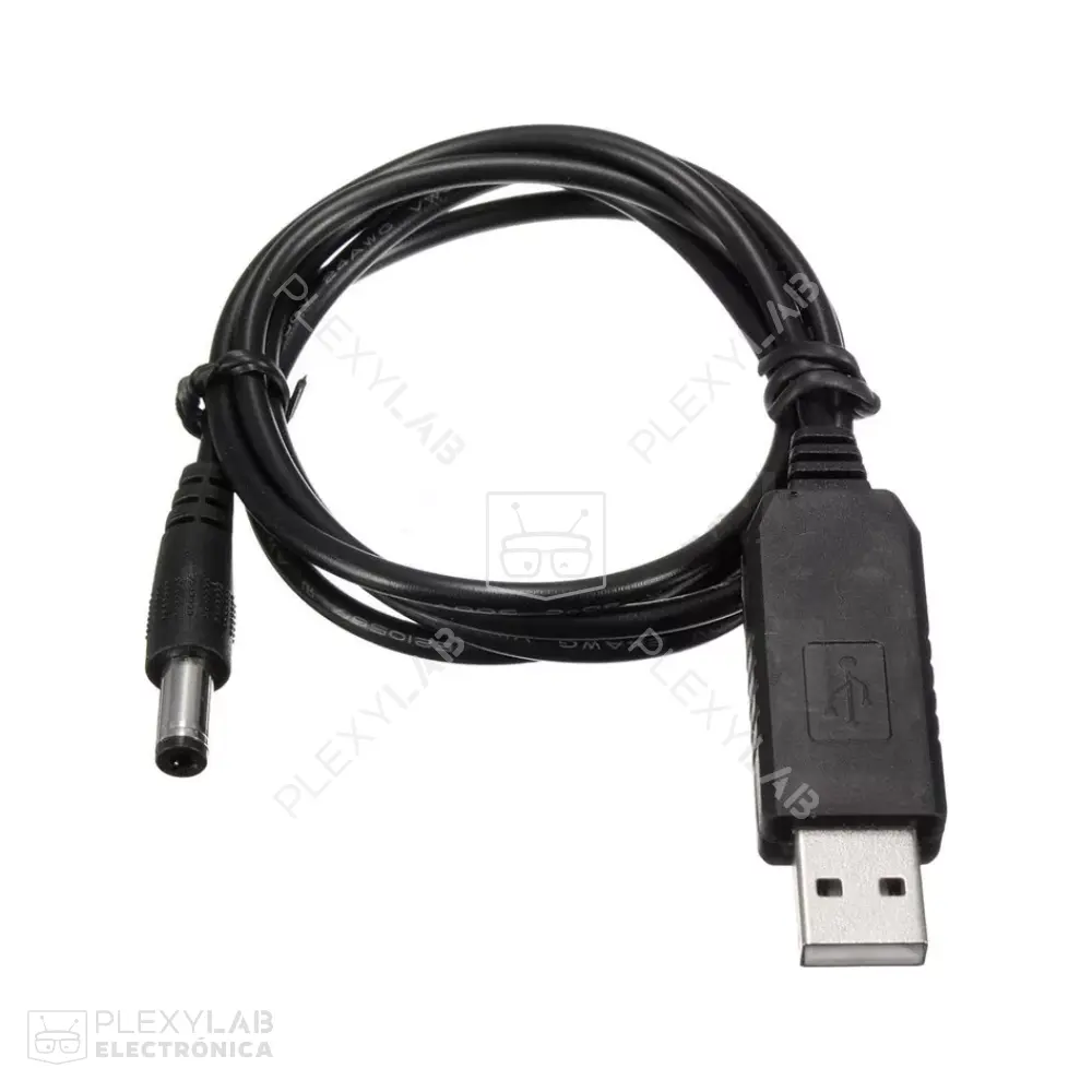 Cable USB con adaptador elevador step up de 5V a 12V Plug de 5.5x2.1 mm