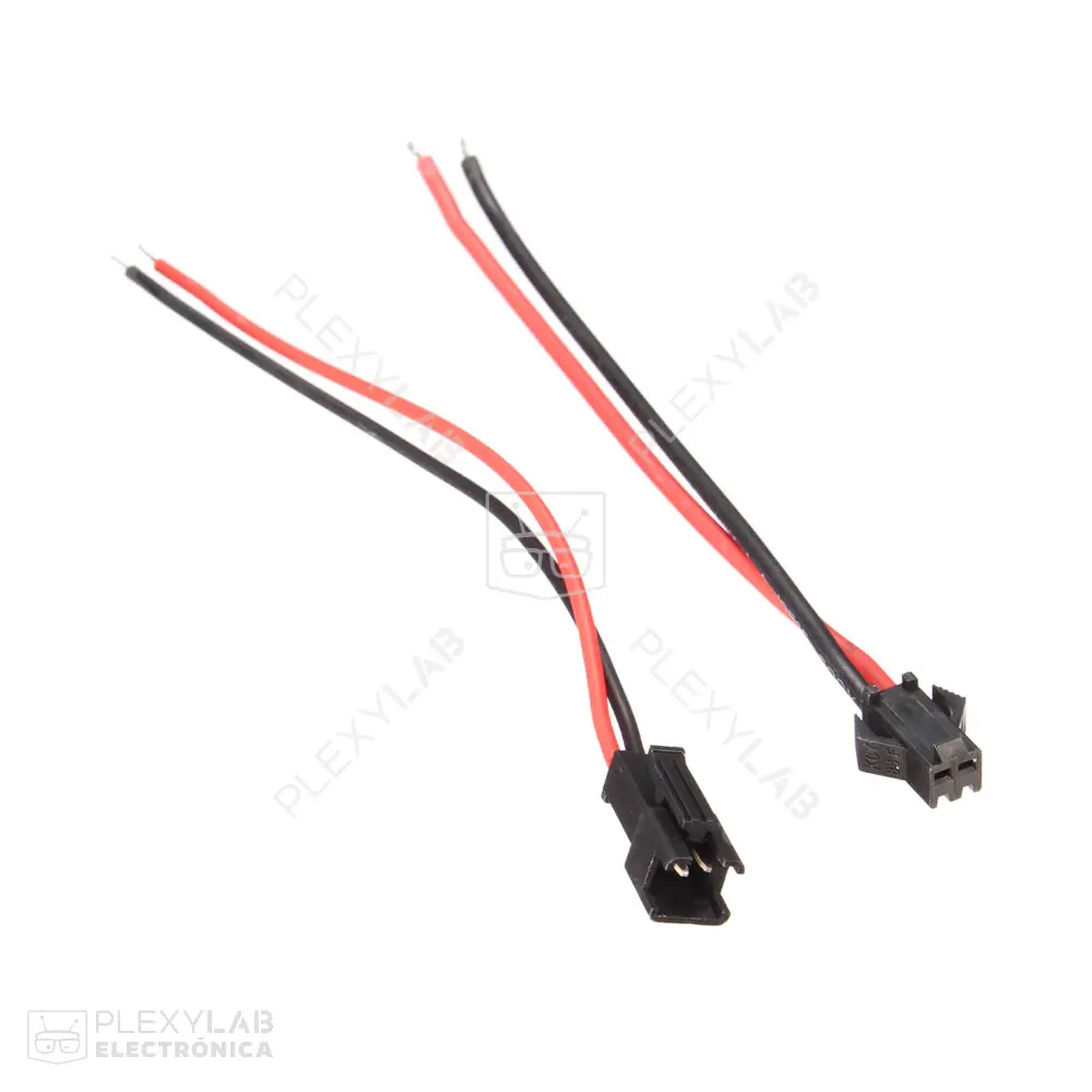 Par de cables con conector JST SM (SMP y SMR) de 2 pines, espaciado 2.5 mm, longitud 10 cm