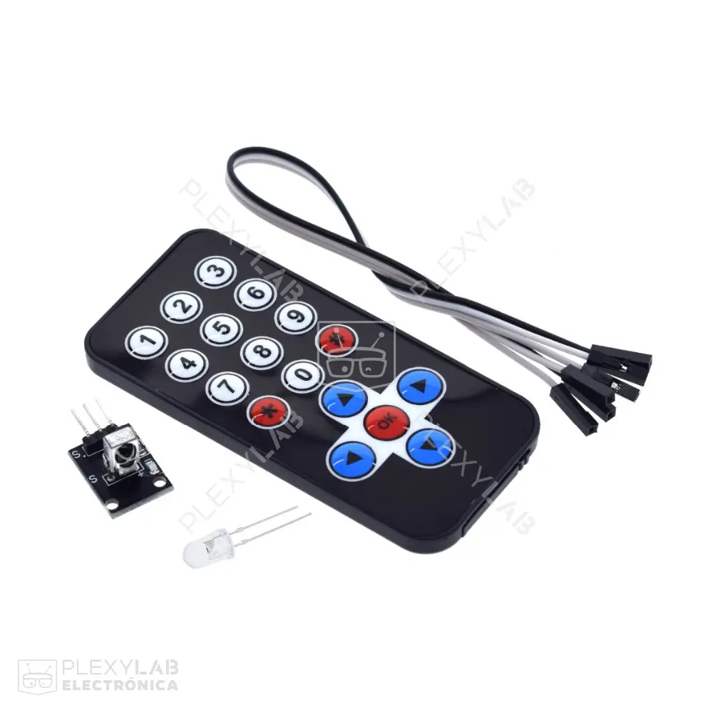 Módulo receptor infrarrojo IR HX1838 y control remoto IR con pila (Opción 2)