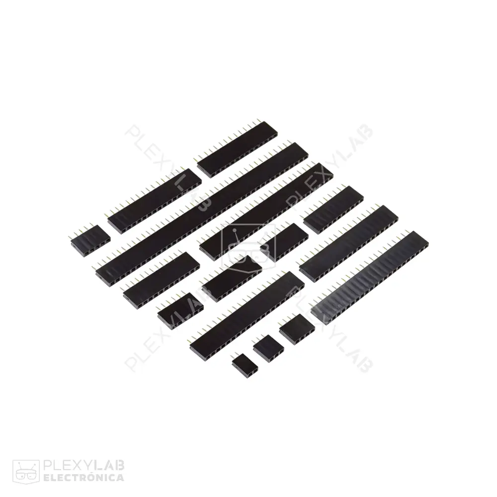 Peineta header hembra simple, separación 2.54 mm (1x2 a 1x40)
