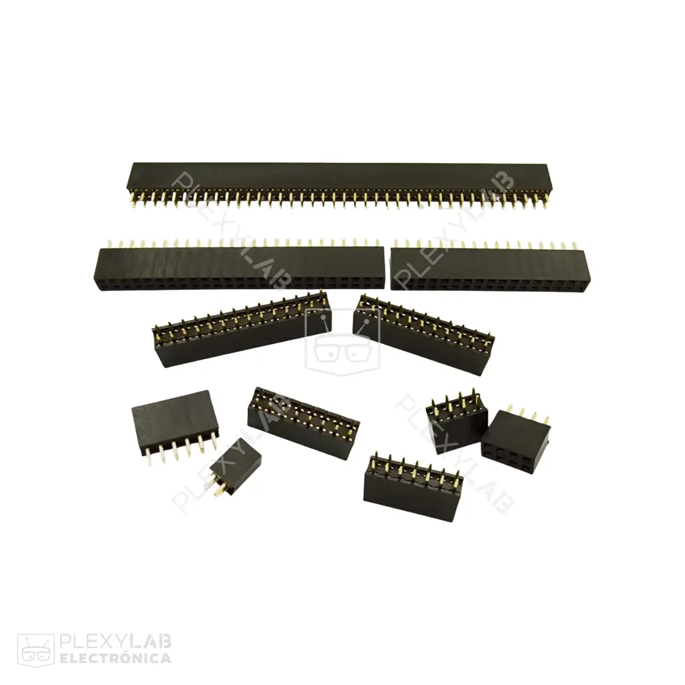 Peineta header hembra doble, separación 2.54 mm (2x2 a 2x40)