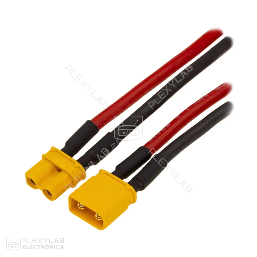 Cable con conector AMASS XT30U 2 pines, 15 A, aislante de silicona AWG 16, para baterías LiPo, longitud 15 cm