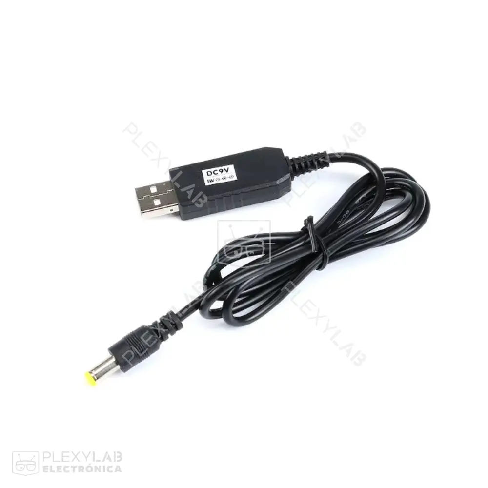 Cable USB con adaptador elevador step up de 5V a 9V Plug de 5.5x2.1 mm