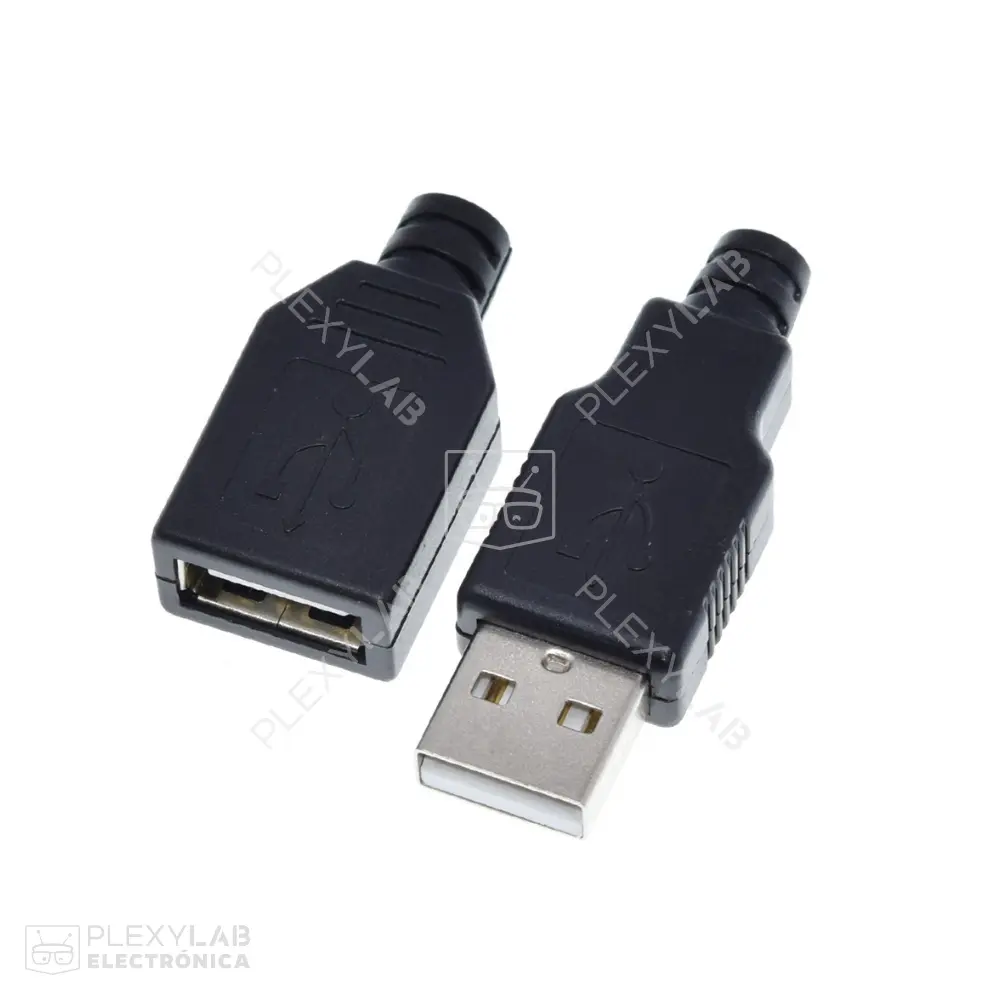 Par de conectores USB tipo A macho y hembra de 4 pines